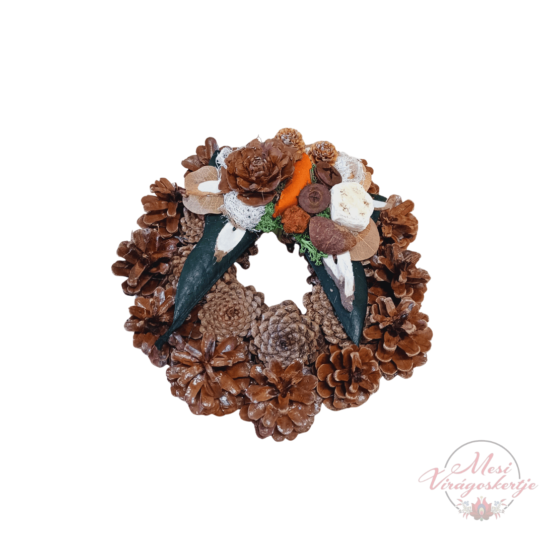 Toboz alapra készített 22 cm-es koszorú