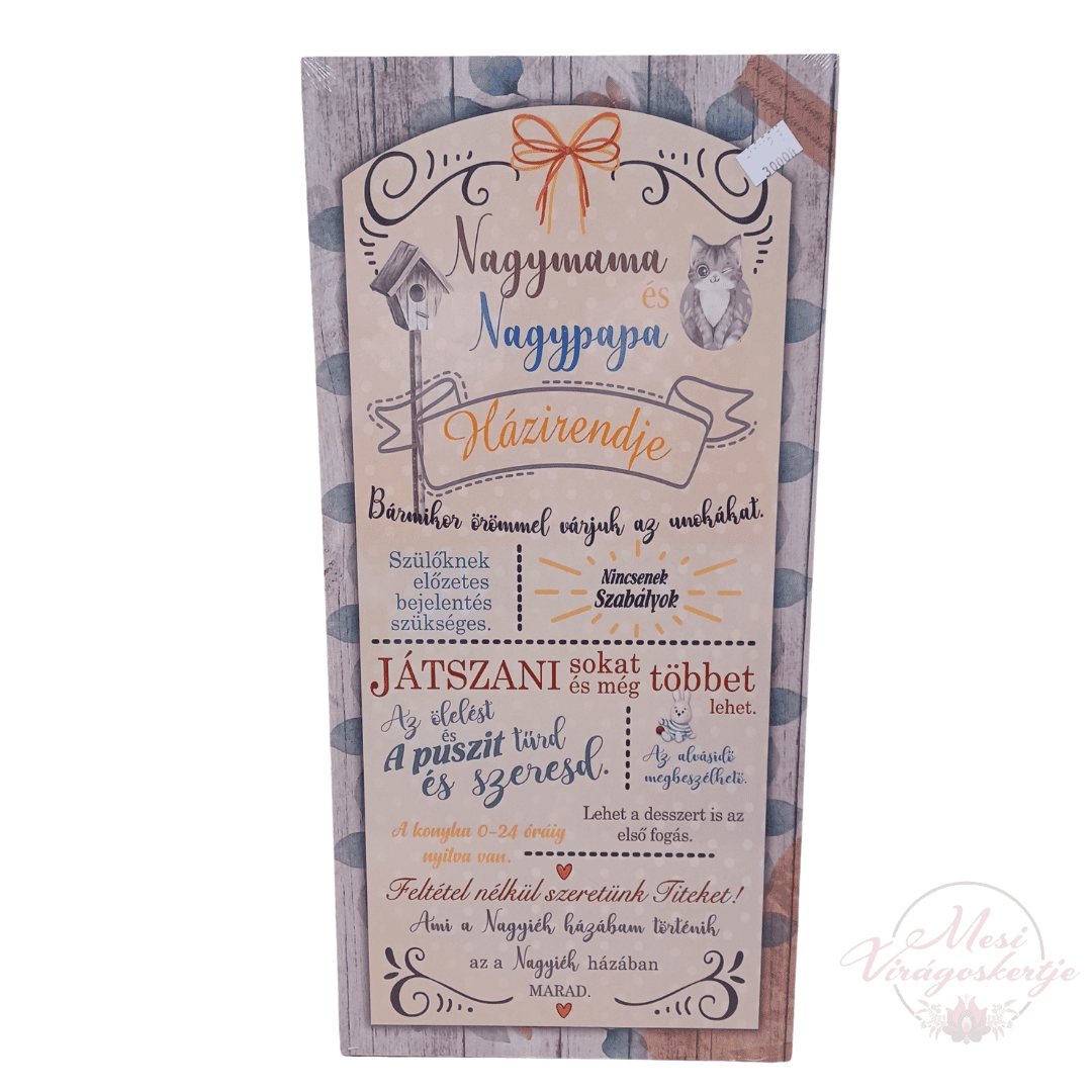 Nagyszülők házirendje – falitábla