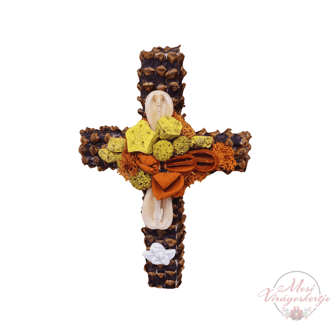 Többféle kereszt sírdísz – Szárazvirág dísz, 30×21 cm - Image 2