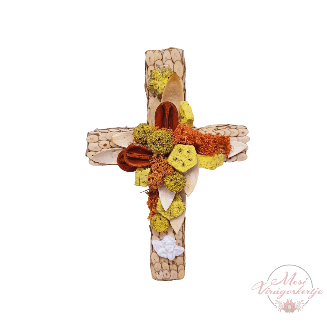 Többféle kereszt sírdísz – Szárazvirág dísz, 30×21 cm - Image 4