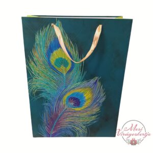 Pávatoll mintás elegáns ajándéktáska szalagfüllel