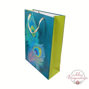 Pávatoll mintás ajándéktáska oldalnézetben