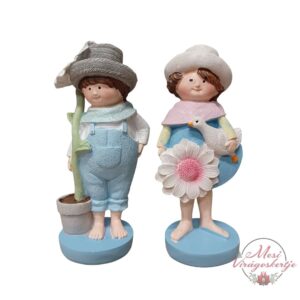 Mesés gyerekfigurák Marci és Lili, virágos dekorációs figurák