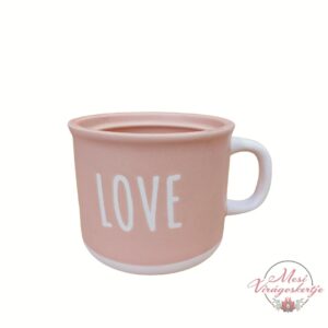 Love feliratos bögre kaspó pasztell rózsaszín színben