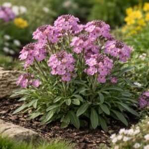 Lenlevelű repcsény falvirág Bowl Mauve természetes kerti környezetben