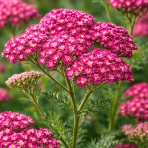 Cickafark Achillea millefolium Cerise Queen rózsaszín virág közelről