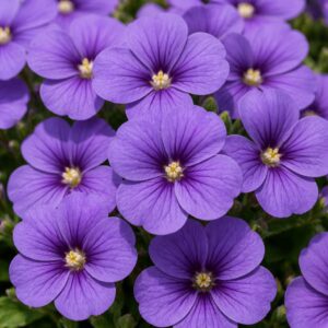 Kerti ternye Hamburger Stadtpark – Aubrieta lila virágai közelről