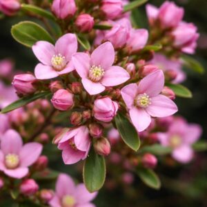 Ánizsborónia virág közelről Boronia crenulata rózsaszín virág makró