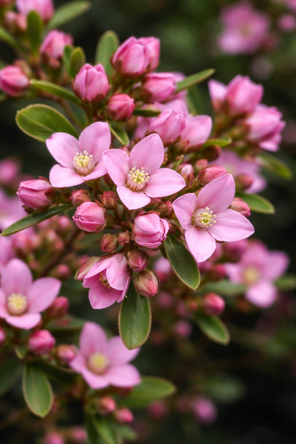 Ánizsborónia virág közelről Boronia crenulata rózsaszín virág makró