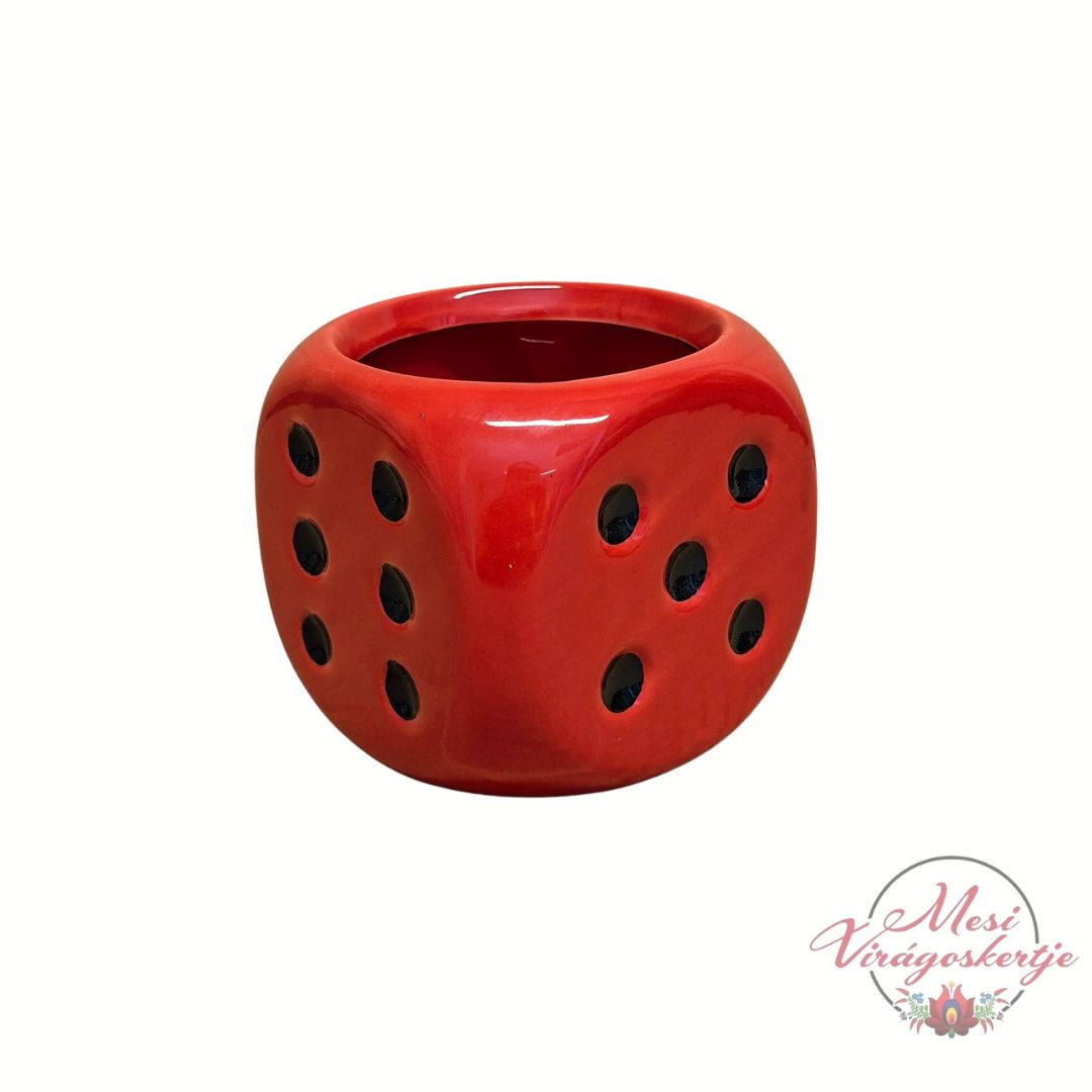 Dobókocka formájú piros virágkaspó kerámia kaspó