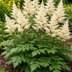 Fehér tollbuga Astilbe japonica virágzó évelő kerti növény