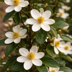 Fehér virágú liliomfa Magnolia Vanilla Pearls virágzó ága közeli képen