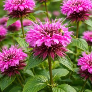 Méhbalzsam Monarda didyma Pardon My Cerise rózsaszín virág közelről