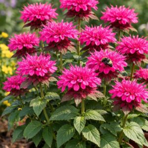 Méhbalzsam Monarda didyma Sugar Buzz Berry Taffy élénk rózsaszín virágokkal és méhcsalogató hatással