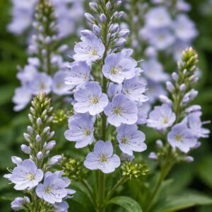 Tárnicslevelű veronika Veronica gentianoides világoskék virág közelről