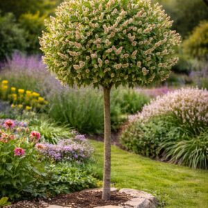 Törzses törpe fűz Salix arbuscula kifejlett állapotban kertben ültetve