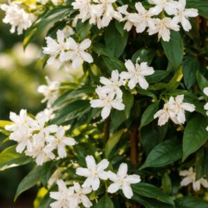 Illatos fehér csillagjázmin Trachelospermum jasminoides White Wings virágzásban