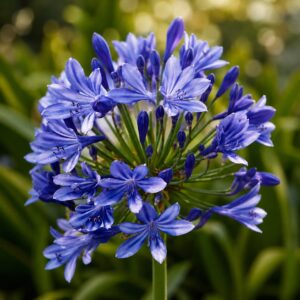 Kék virágú afrikai szerelemvirág közeli fotója – Agapanthus africanus