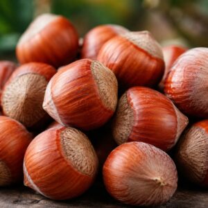 Bio mogyoró terméseinek közeli fotója – Corylus avellana
