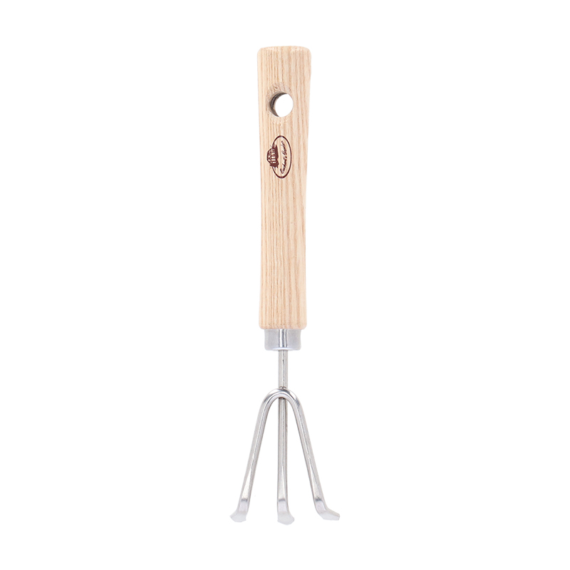 Rozsdamentes acél kézi lombgereblye kőrisfa nyéllel, 36 cm