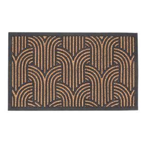 Art deco mintás gumi-kókusz lábtörlő L méretben, fekete geometrikus díszítéssel