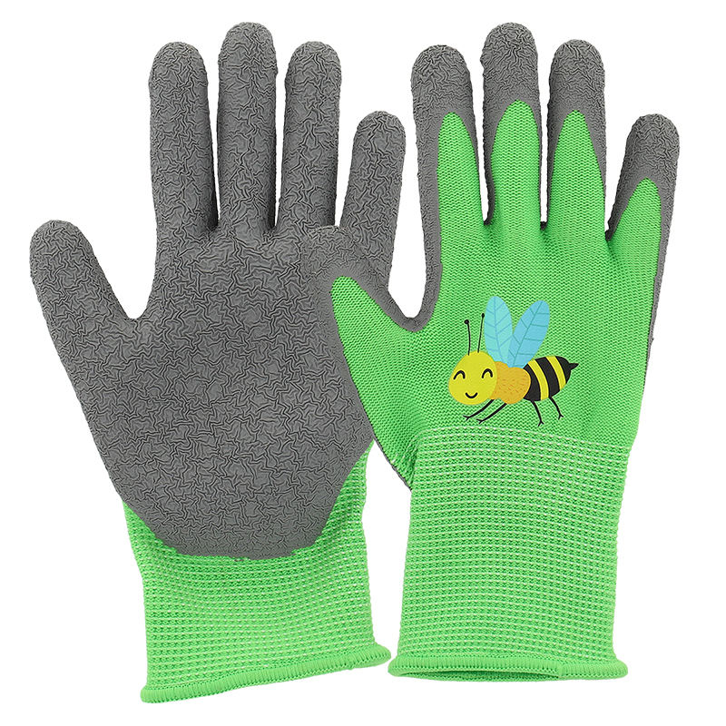 Rovarmintás gyerek kertészkesztyű latex bevonattal
