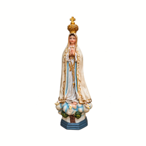 Koronás Szűz Mária szobor rózsafüzérrel – 25 cm